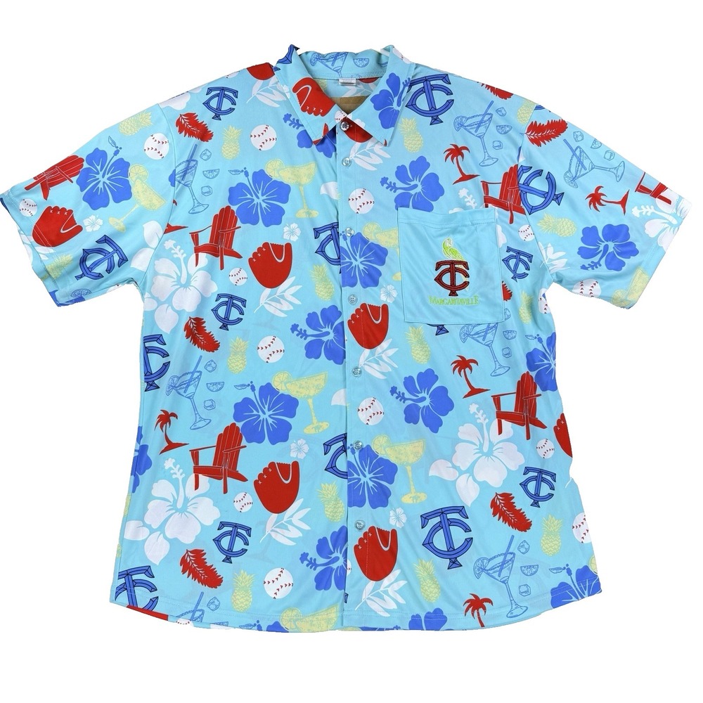 Mens Minnesota Twins Margaritaville Stadium Shirt Hawaiian MLB Baseball Blue XL
